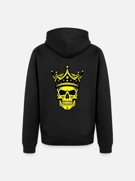 Skull King Crown - Unisex Premium Organic Zip Hoodie - black