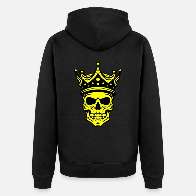Totenkopf König Krone - Unisex Premium Bio Zip Hoodie - Schwarz