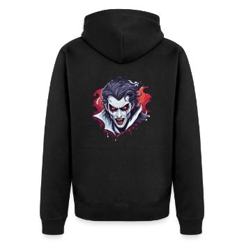 Vampir / Dracula / Blutsauger / Halloween / Mythos - Unisex Premium Bio Zip Hoodie - Schwarz - Hinten - Nico (187cm)