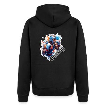Boxer / Sport / Kampf / Arena / Boxring / Fäuste - Unisex Premium Bio Zip Hoodie - Schwarz - Hinten - Nico (187cm)