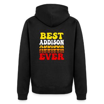 Meilleur Addison de tous les temps - Mignon Groovy Vintage Custom - Veste à capuche bio Premium Unisexe - noir - Dos - Nico (187cm)
