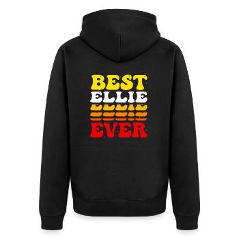 Best Ellie Ever - Cute Groovy Vintage Custom - Unisex Premium Organic Zip Hoodie - black - Back - Nico (187cm)