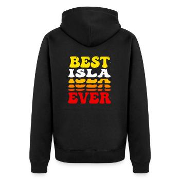 Cute Best Isla Ever - Groovy Vintage Custom Isla - Unisex Premium Organic Zip Hoodie - black - Back - Nico (187cm)