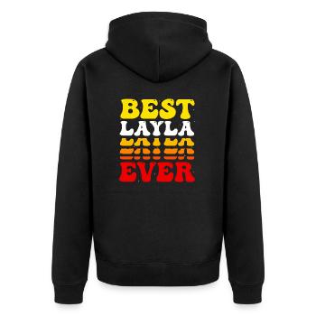 Beste Layla aller Zeiten - Süße Groovy Vintage Custom - Unisex Premium Bio Zip Hoodie - Schwarz - Hinten - Nico (187cm)