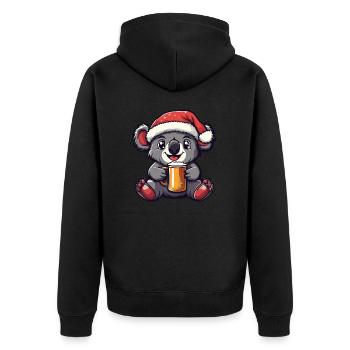 Koala Weihnachten Bier - Unisex Premium Bio Zip Hoodie - Schwarz - Hinten - Nico (187cm)