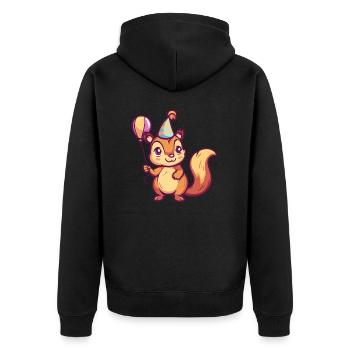 Écureuil Anniversaire Bande dessinée Mignon - Veste à capuche bio Premium Unisexe - noir - Dos - Nico (187cm)