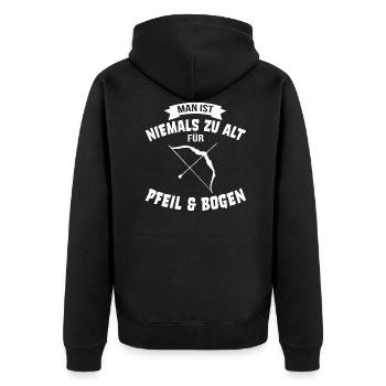 Nie zu alt für Pfeil und Bogen Bogenschütze Papa - Unisex Premium Bio Zip Hoodie - Schwarz - Hinten - Nico (187cm)