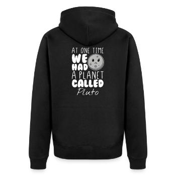 Pluto Planet Humorvoller Galaxy Witz - Unisex Premium Bio Zip Hoodie - Schwarz - Hinten - Nico (187cm)