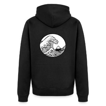 Unter der Welle - Unisex Premium Bio Zip Hoodie - Schwarz - Hinten - Nico (187cm)
