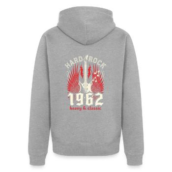 1962 Hard Rockeur 60 Ans Anniversaire Musicien - Veste à capuche bio Premium Unisexe - gris chiné - Dos - Nico (187cm)