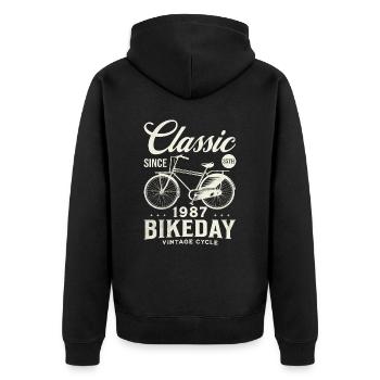 Cycliste 1987 Vélo 35 Ans Anniversaire - Veste à capuche bio Premium Unisexe - noir - Dos - Nico (187cm)