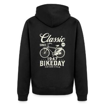 Cycliste 1947 Vélo 75 Ans Anniversaire - Veste à capuche bio Premium Unisexe - noir - Dos - Nico (187cm)