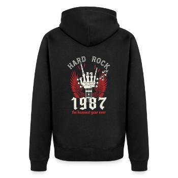 Hard Rock Musiker 1987 35 Jahre Jubiläum - Unisex Premium Bio Zip Hoodie - Schwarz - Hinten - Nico (187cm)