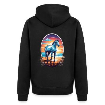 Cheval sur la plage - Veste à capuche bio Premium Unisexe - noir - Dos - Nico (187cm)