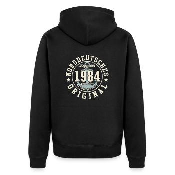 40. Geburtstag Norddeutsches Original geboren 1984 - Unisex Premium Bio Zip Hoodie - Schwarz - Hinten - Nico (187cm)
