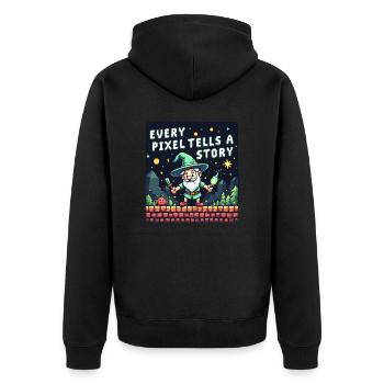 Chaque pixel raconte une histoire - Retro Gaming - Veste à capuche bio Premium Unisexe - noir - Dos - Nico (187cm)