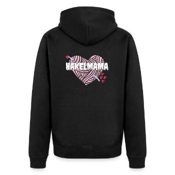 Häkelmama! Häkeln Mutter rosa Herz rot pink Mama - Unisex Premium Bio Zip Hoodie - Schwarz - Hinten - Nico (187cm)