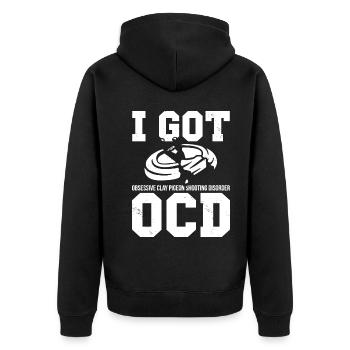 Tontaubenschießen - Unisex Premium Bio Zip Hoodie - Schwarz - Hinten - Nico (187cm)