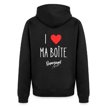 i love ma boîte - Veste à capuche bio Premium Unisexe - noir - Dos - Nico (187cm)