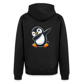 Pinguin Dab Ein cooler tanzender Pinguin Dabbing D - Unisex Premium Bio Zip Hoodie - Schwarz - Hinten - Nico (187cm)