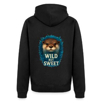 Wild but Sweet – Cool Otter - Unisex Premium Organic Zip Hoodie - black - Back - Nico (187cm)