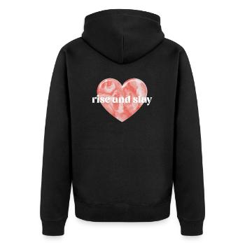 rise and slay - Unisex Premium Organic Zip Hoodie - black - Back - Nico (187cm)