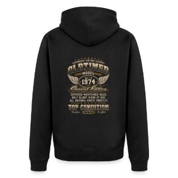 Vintage Car Year 1974 Vintage Birthday Gift - Unisex Premium Organic Zip Hoodie - black - Back - Nico (187cm)