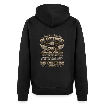 Oldtimer Baujahr 2005 Jahrgang Geburtstag Geschenk - Unisex Premium Bio Zip Hoodie - Schwarz - Hinten - Nico (187cm)