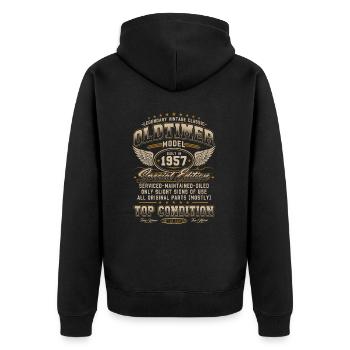 Oldtimer Baujahr 1957 Jahrgang Geburtstag Geschenk - Unisex Premium Bio Zip Hoodie - Schwarz - Hinten - Nico (187cm)