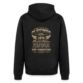 Oldtimer Baujahr 1979 Jahrgang Geburtstag Geschenk - Unisex Premium Bio Zip Hoodie - Schwarz - Hinten - Nico (187cm)