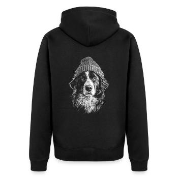 Australian Shepherd Bobble Hat Dog Dog Aussie - Unisex Premium Organic Zip Hoodie - black - Back - Nico (187cm)