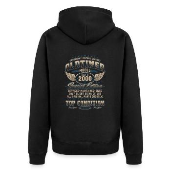 Oldtimer Baujahr 2000 Jahrgang Geburtstag Geschenk - Unisex Premium Bio Zip Hoodie - Schwarz - Hinten - Nico (187cm)