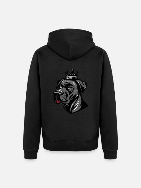 Great Dane Dog Crown - Unisex Premium Organic Zip Hoodie - black