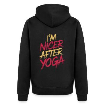 I'm Nicer After Yoga 13 - Unisex Premium Bio Zip Hoodie - Schwarz - Hinten - Nico (187cm)