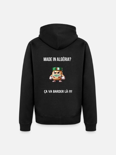 Made in algeria écriture blanche - Veste à capuche bio Premium Unisexe - noir