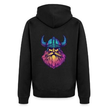 Wikinger - Unisex Premium Bio Zip Hoodie - Schwarz - Hinten - Nico (187cm)