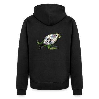 Der Schildkrötenpanzer - Unisex Premium Bio Zip Hoodie - Schwarz - Hinten - Nico (187cm)