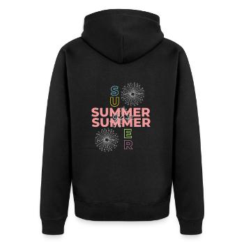 SUMMER SUMMER - Unisex Premium Bio Zip Hoodie - Schwarz - Hinten - Nico (187cm)