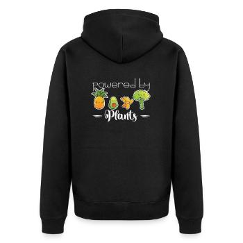 powered by plants - Unisex Premium Organic Zip Hoodie - black - Back - Nico (187cm)