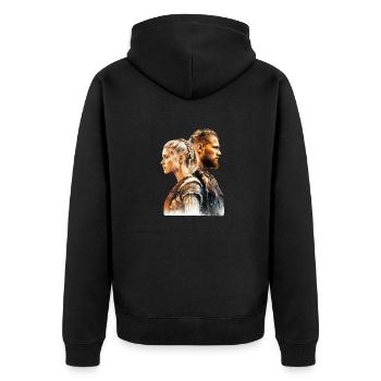 Young Viking couple fights together - Unisex Premium Organic Zip Hoodie - black - Back - Nico (187cm)