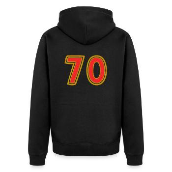 70. 70 ANS. 70e ANNIVERSAIRE. ANNIVERSAIRE 70 ANS. - Veste à capuche bio Premium Unisexe - noir - Dos - Nico (187cm)