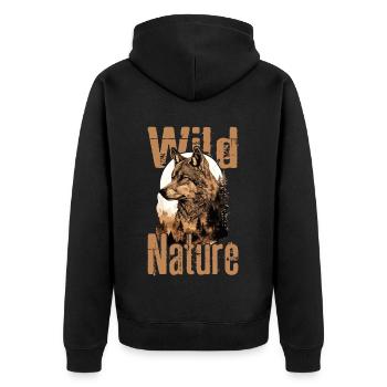 Wolf Wolf's Head Forest Nature Mountains Wilderness Colorful - Unisex Premium Organic Zip Hoodie - black - Back - Nico (187cm)