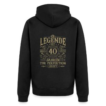 40 Geburtstag Geschenk - Legende seit 40 Jahren - Unisex Premium Bio Zip Hoodie - Schwarz - Hinten - Nico (187cm)