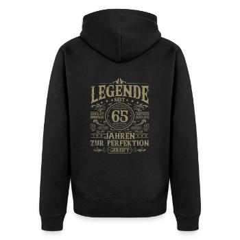 65 Geburtstag Geschenk Legende seit 65 Jahren - Unisex Premium Bio Zip Hoodie - Schwarz - Hinten - Nico (187cm)