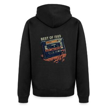 Cassette 1989 vintage 1989 - Millésime depuis 1989 - Veste à capuche bio Premium Unisexe - noir - Dos - Nico (187cm)
