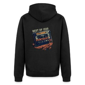 Jahrgang 1988 1988 Kassette - Jahrgang seit 1988 - Unisex Premium Bio Zip Hoodie - Schwarz - Hinten - Nico (187cm)