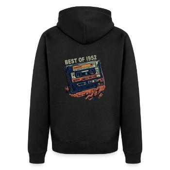 Jahrgang 1952 1952 Kassette - Jahrgang seit 1952 - Unisex Premium Bio Zip Hoodie - Schwarz - Hinten - Nico (187cm)