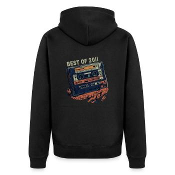 Cassette 2011 vintage 2011 - Vintage since 2011 - Unisex Premium Organic Zip Hoodie - black - Back - Nico (187cm)