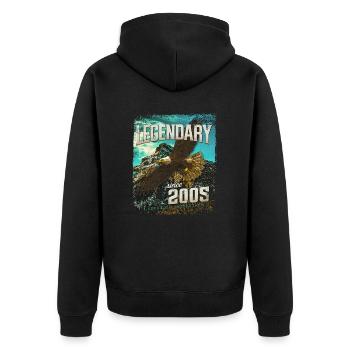 Legendary since 2005 - Unisex Premium Organic Zip Hoodie - black - Back - Nico (187cm)