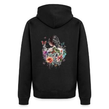 Fille aux papillons - Veste à capuche bio Premium Unisexe - noir - Dos - Nico (187cm)